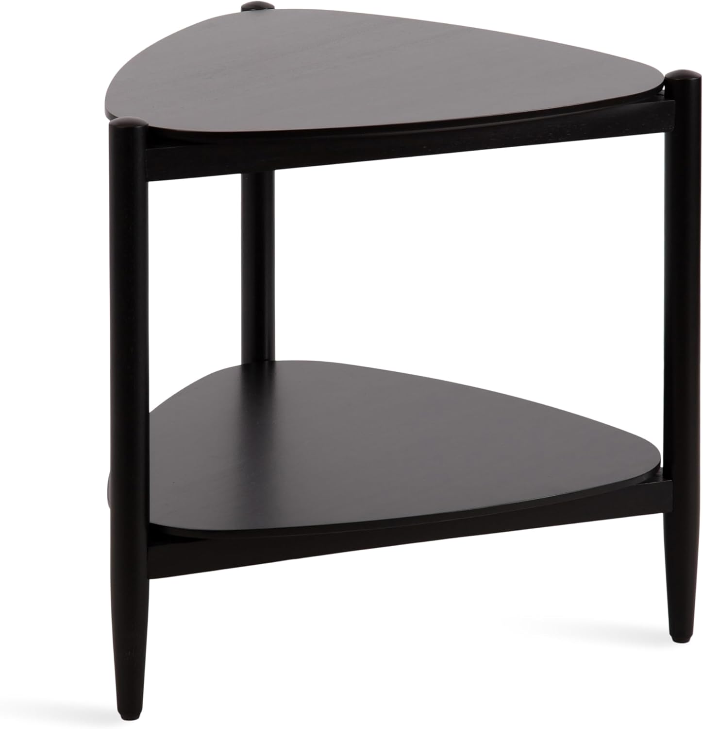 Kate and Laurel Knowlton Modern Tiered Triangle Side Table, 24 x 24 x 24, Black, Transitional Two-Tier Triangular Living Room End Table with Storage for Use as Indoor Plant Stand