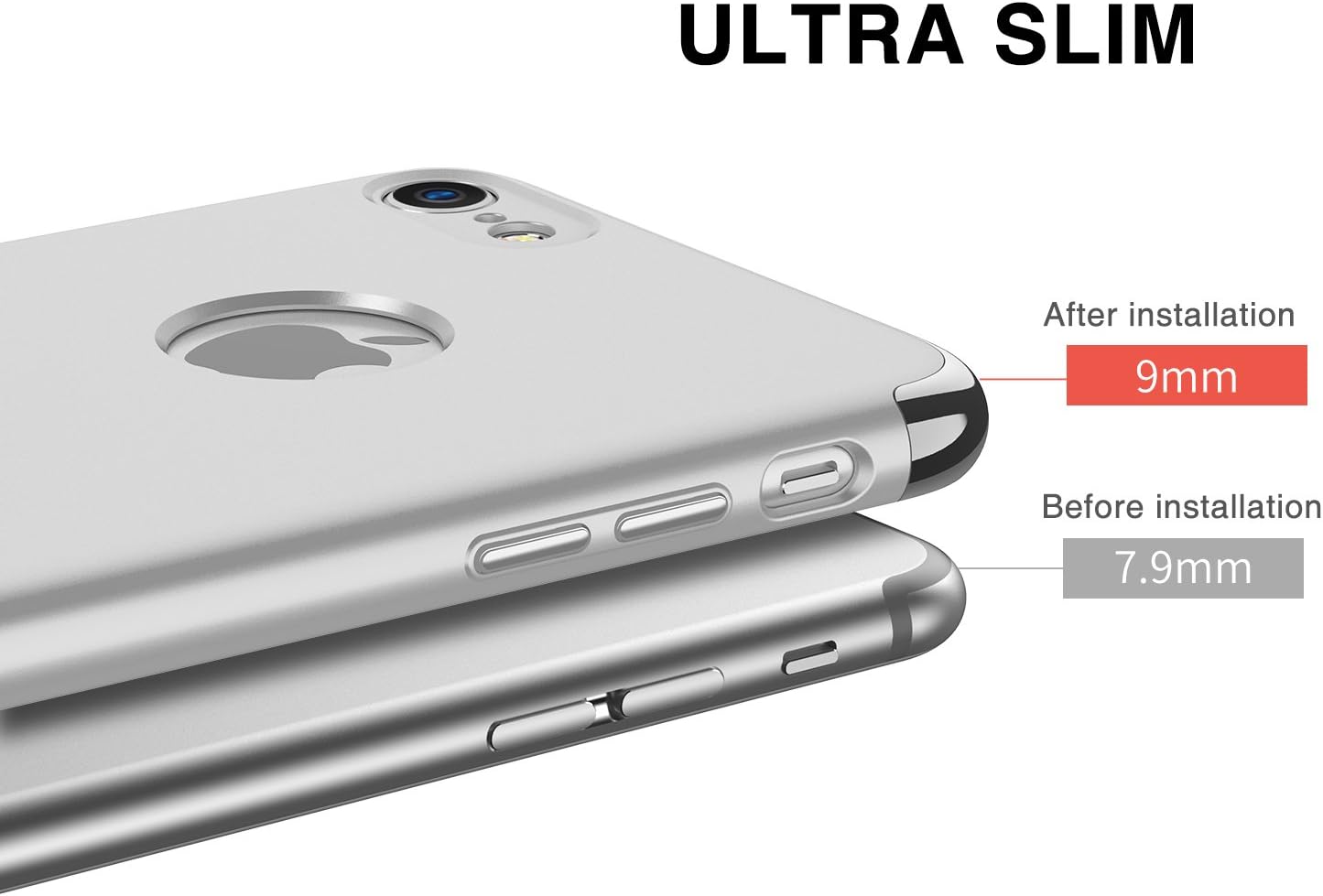 iPhone 7 Case RANVOO 3-in-1 Stylish Thin Hard Slim Fit Case with 3 Detachable Parts for Apple iPhone 7 Only, Chrome Silver and Matte Silver, [Clip-ON]