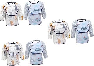 Infant Eating Aprons 6 pcs children's long sleeve bib baby smock eating baby feeding apron play apron kids baby bibs