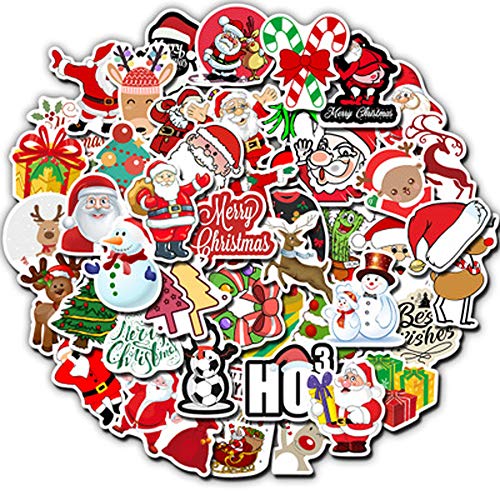 JRong Christmas Stickers Christmas Decals for 50 Pack Christmas?Waterproof Vinyl Stickers for Teens, Boys Girls Perfect for Laptop, Luggage, Skateboard, Motorcycle, Bicycle Decal Graffiti Patches