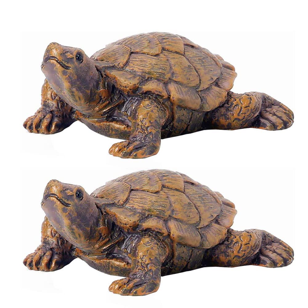 Yeaxxsqy 2Pcs Miniature Realistic Resin Sea Turtle Figurines, Cute Landscaping Turtle Statue for Gardening Flower Pot Bonsai Decor
