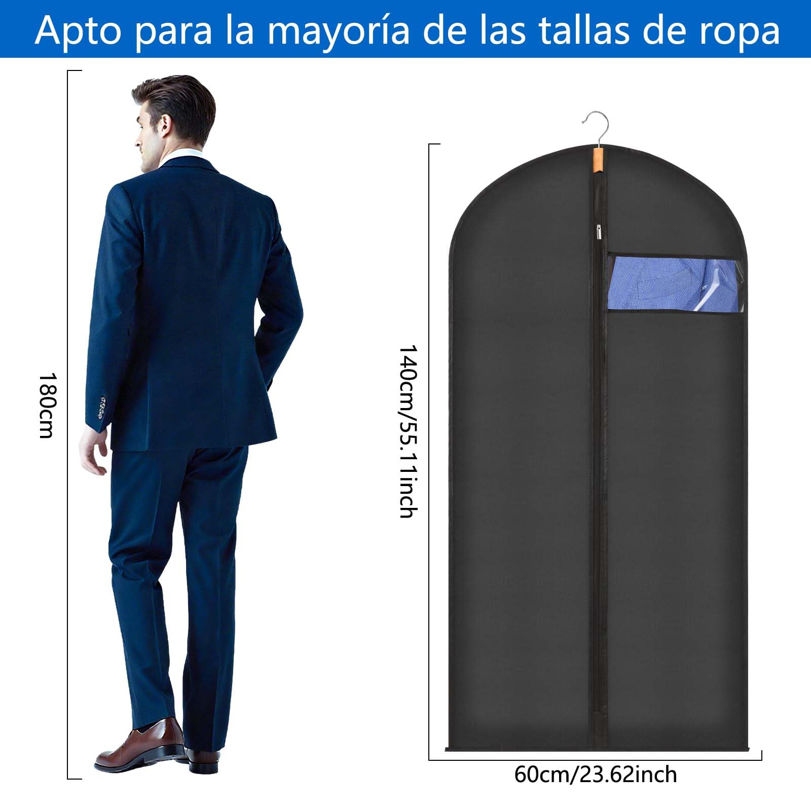 Sevenpers Fundas Ropa Armario Negro 60x140cm Juego 6, Antipolvo Antihumedad Antipolillas, Funda Larga con Cremallera, Transpirable Bolsa de Ropa para Abrigos Invernales y Vestidos Grandes — view 2