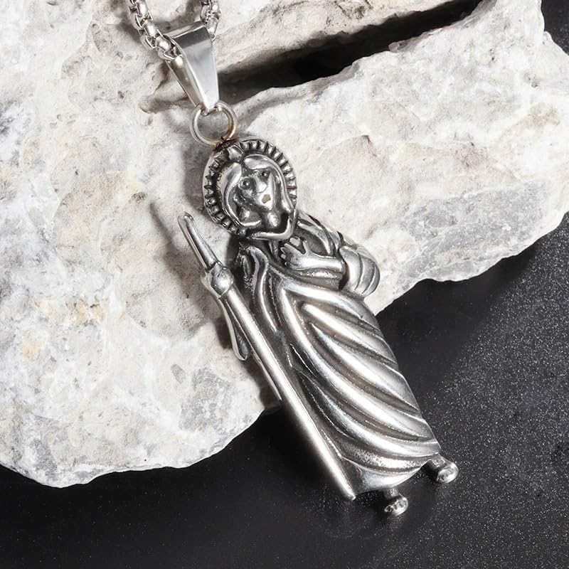 Miniatura 4 de Paquete de 2 collares con colgante de plata de ley 925 San Judas Tadeo con cadena de San Judas Tadeo cadena de san judas tadeo para hombre San Judas