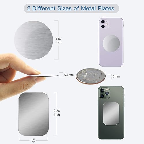 Miniatura 3 de OWLKELA Placa de metal de montaje para teléfono con imán de automóvil, soporte de cuna con adhesivo, adhesivo de repuesto universal compatible con