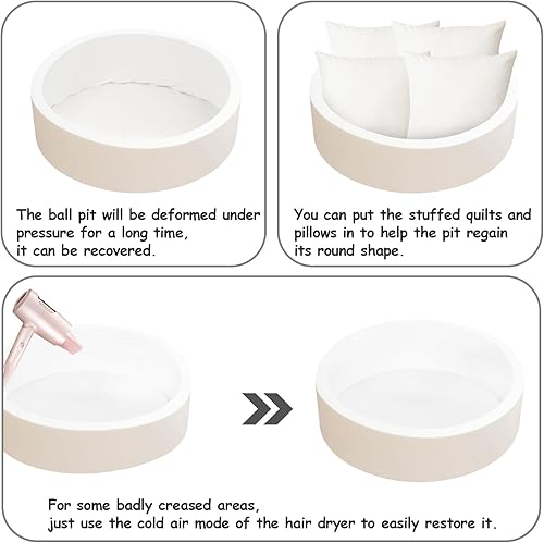 Miniatura 34 de Piscina de pelotas para bebés para niños pequeños, 35.4 x 11.8 pulgadas, piscina de bolas redondas suaves para bebés, corralito de juegos para gris