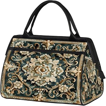 Vintage Mandala Carpet Small Overnight Weekender Tote Bag for Women Men Foldable Travel Duffel Bags Lightweight Sports Gym Bag Waterproof Carry On Luggage Weekender Bags for Traveling Gifts