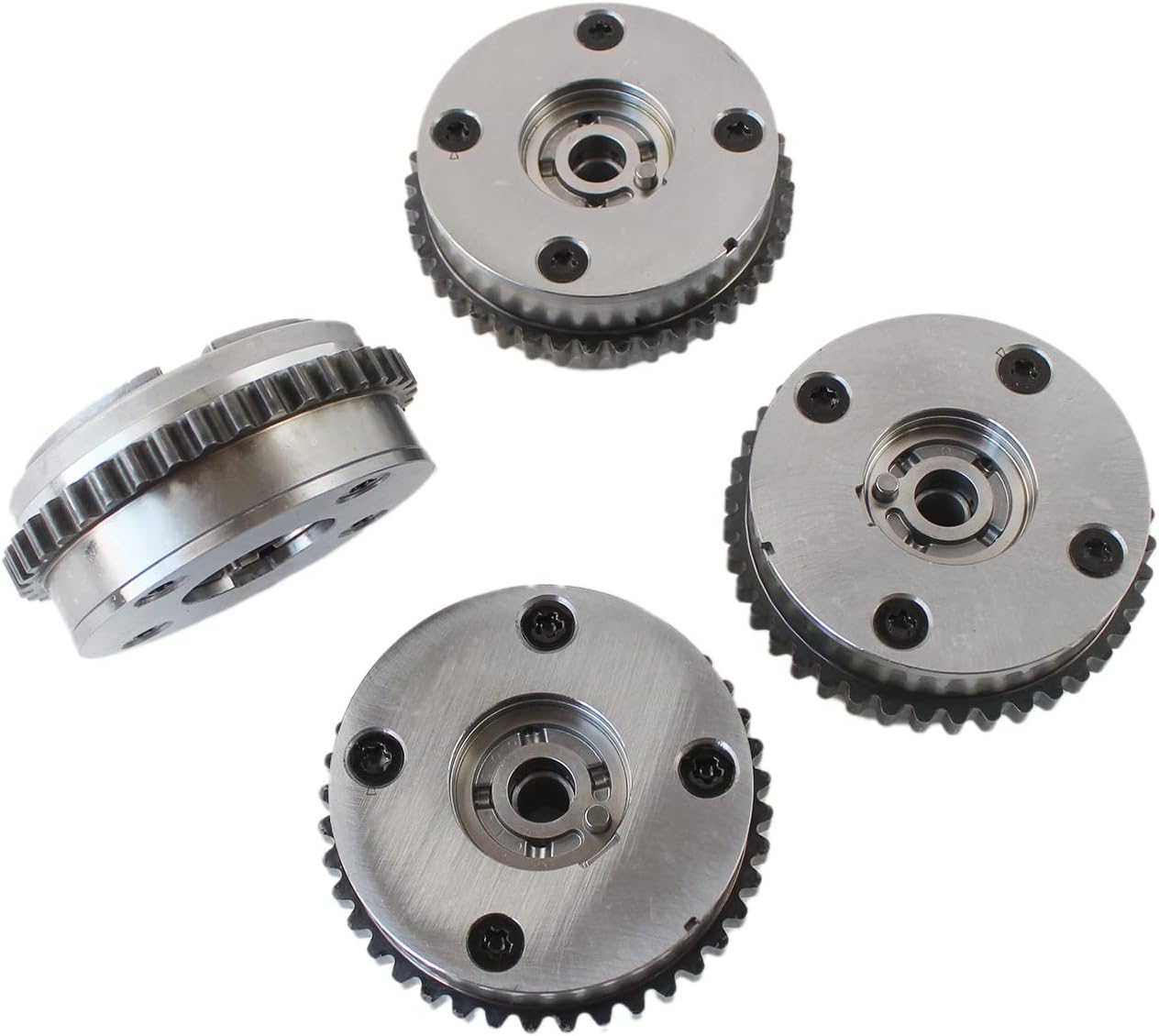 4PCS Intake & Exhaust Camshaft Adjuster Timing Cam Gear Variable Cam Sprockets 12626160 12626161 12624464 Fit for Cadillac CTS STS ATS SRX XTS G6 V6 3.0L 3.6L Engine Aftermarket Part