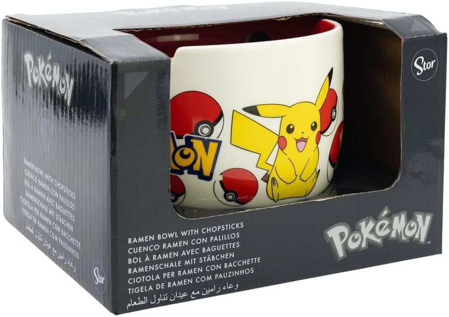 Stor POKEMON - Pikachu - Bol à Ramen avec Baguette - 450 ml, Black, 225163