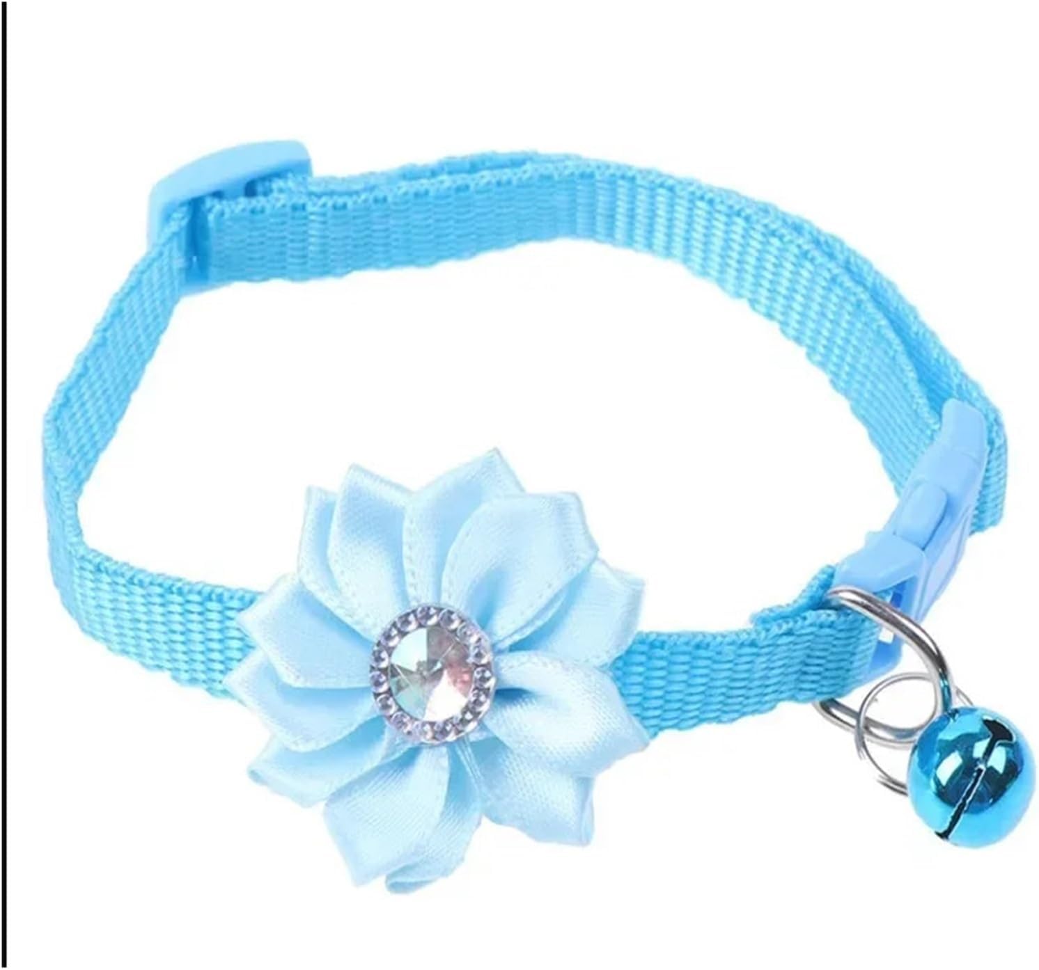 Pet Products Pet Bell Flower Collar Necklace Pet Cat Collar Cute Cat Bell Collar Adjustable Nylon Ribbon for Cats Small Dogs Puppy Pet Products(Blue)