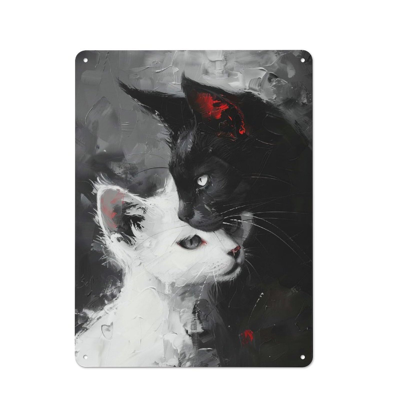 Junmoney Black And White Cats Tin Wall Plaque 40X30cm With For Pub Or Café, For Hospitality Wall Decor Collectors