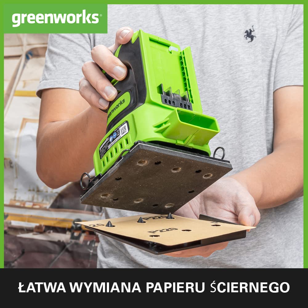 Greenworks G24SS14 Akumulatorowa Szlifierka Oscylacyjna, 11000 obr./min, BEZ Baterii i Ładowarki 24V