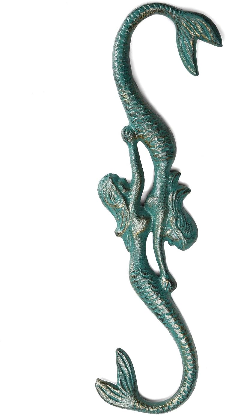 BRASSTAR Cast Iron Fish Girl Hook Fairy Rust Brown Hook for Indoor Outdoor Flowerpot Sing Decoration 11.2inches (H) TQGJPT315