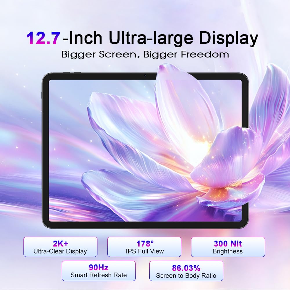 Blackview Link 8 13 Pollici Tablet con Tastiera e Mouse, 18GB+256GB Android 15, 4 Altoparlanti, Widevine L1, 2.4K FHD+, 8400mAh, 16MP+13MP, 5G WiFi Tablet PC Mode,OTG,Protettiva+Penna intelligente