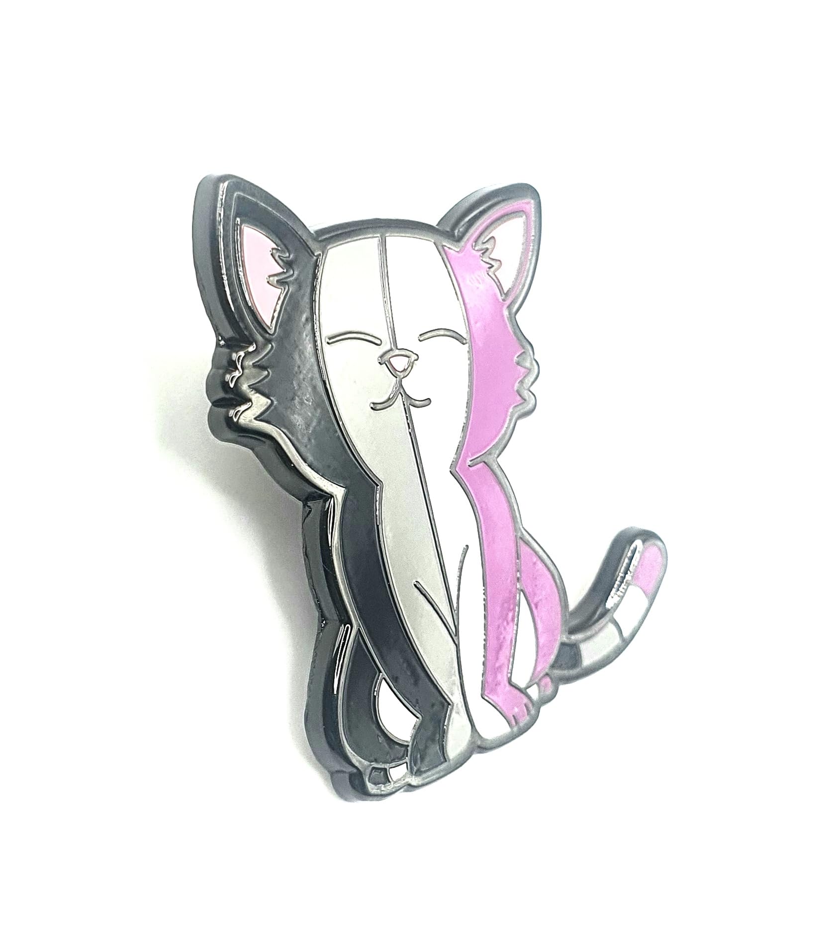 Spilla in metallo smaltato con bandiera Asexual Aces Kitty Pride, Metallo