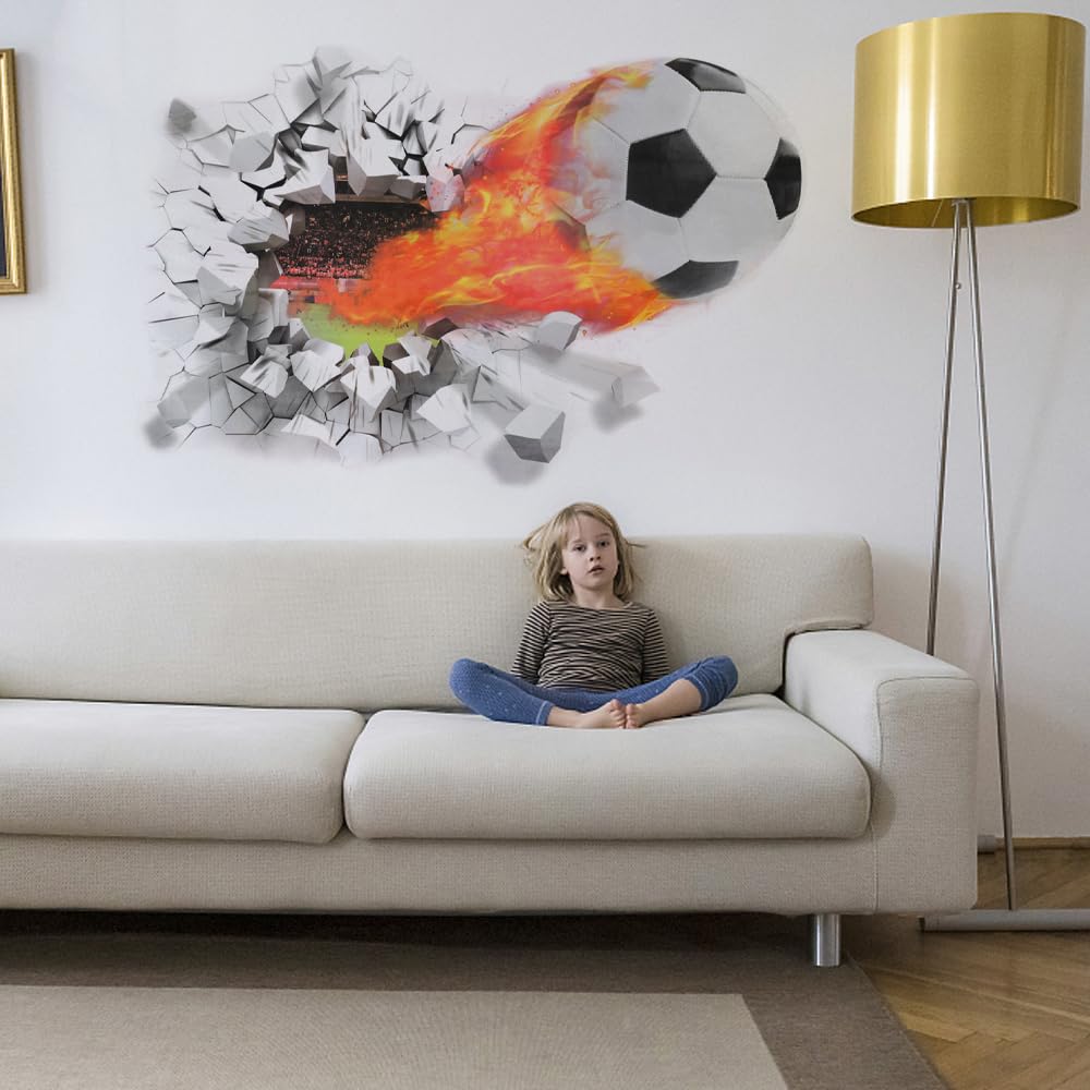 Muurstickers - Sticker Folie - Voetbal In Het Gras - 120x60 Cm Plakfolie Muurstickers Kinderkamer Zelfklevend Behang Zelfklevend Behangpapier Stickerfolie