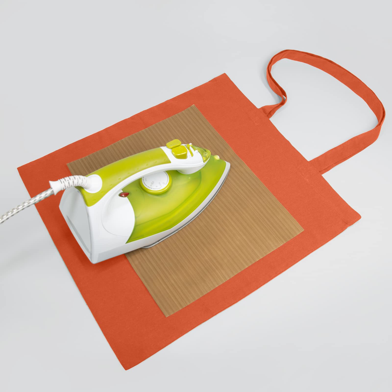 NPBAG - Paquete de 15 bolsas de algodón naranja de 15 x 16 pulgadas, bolsas de tela a granel en blanco con 1 hoja de teflón PTFE, Naranja, Medium