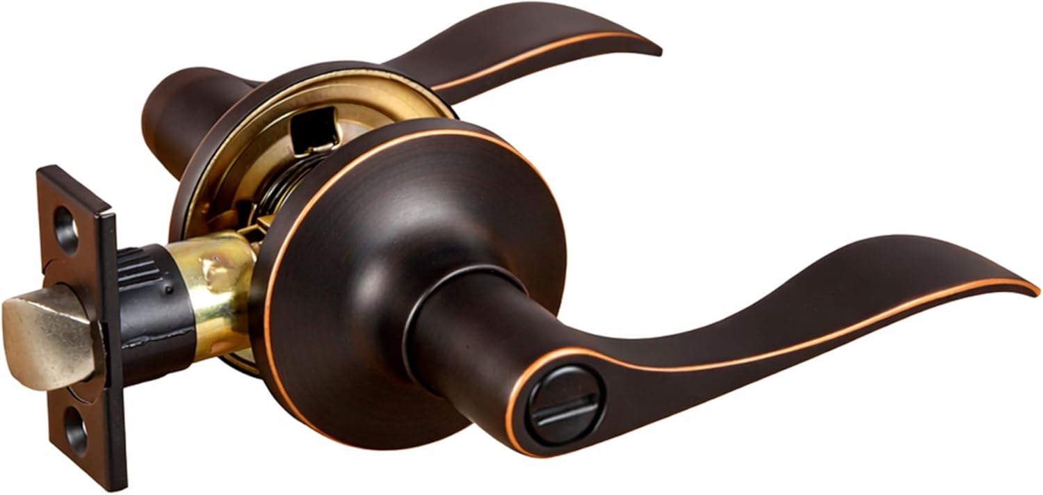 Design House 190843 Stratford Passage Hall and Closet Door Lever with Universal 6-Way Latch Oil Rubbed Bronze 12-Pack