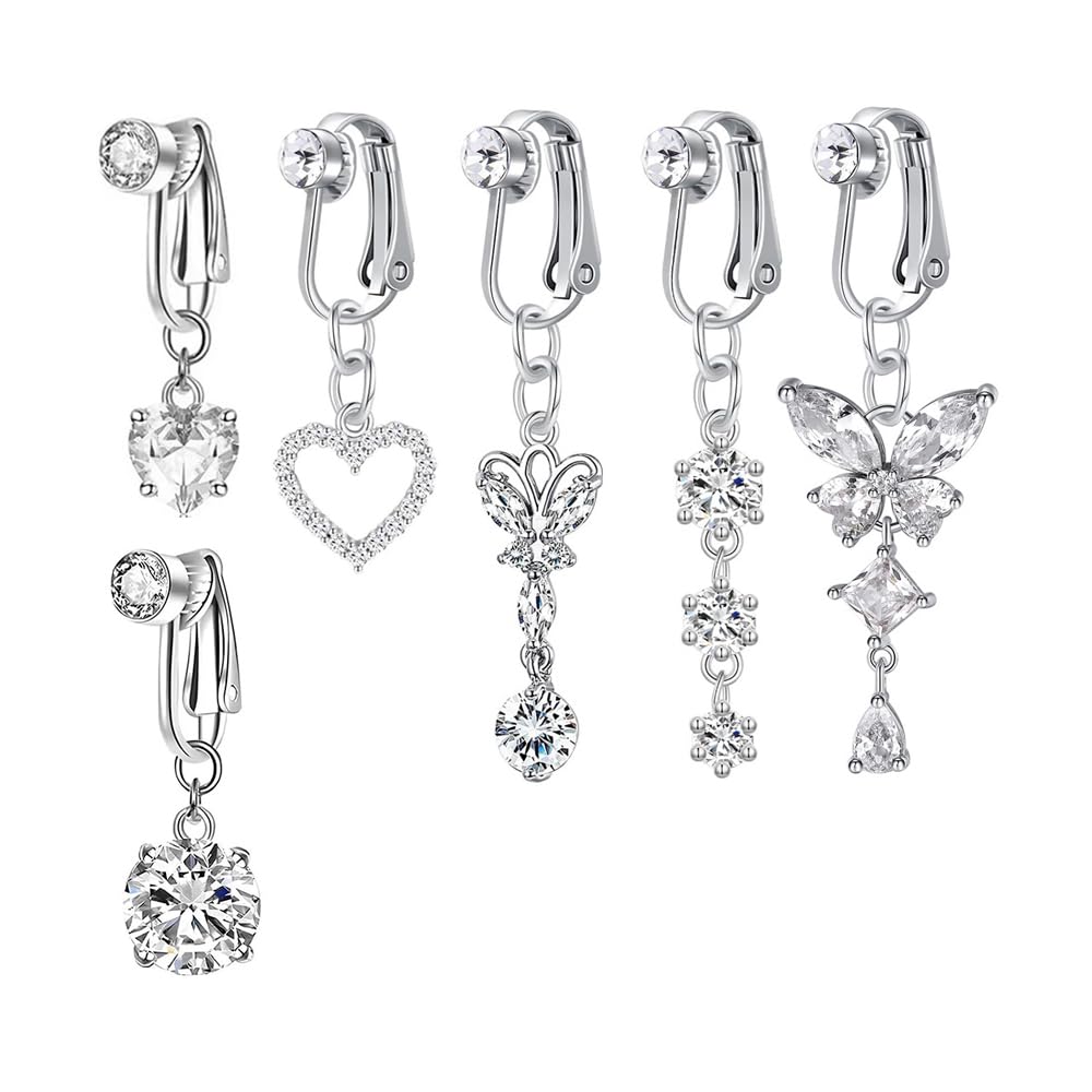 XFSRG 6 Pièces Faux Piercing Nombril Clip Anneau De Nombril