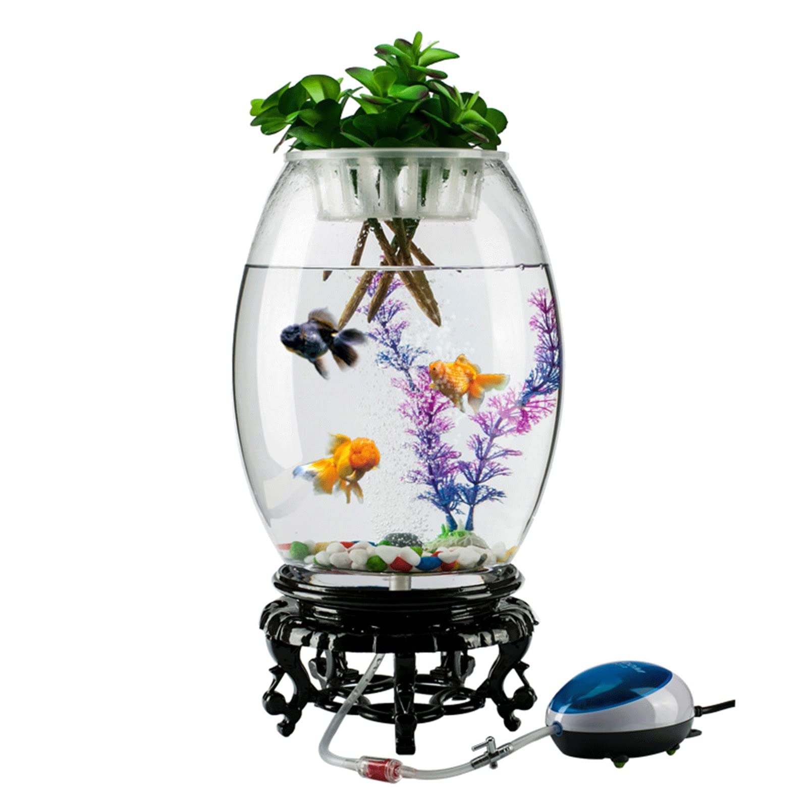 Mały blat szklany miska na ryby Mini akwarium Blat kryty mały dom akwariowy Office Decor zestaw misek na ryby dla Betta Fish Home Decor (B)