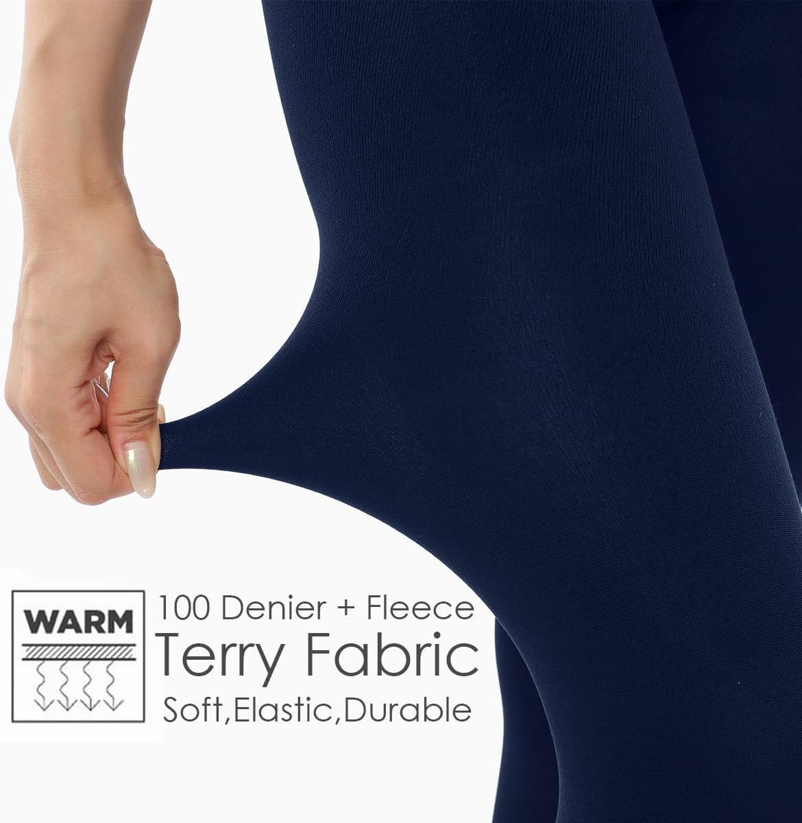 G&Y 2 Pairs Fleece Lined Tights for Women - 100D Opaque Warm Winter Pantyhose - Image 4