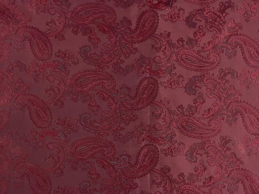 Paisley żakardowa satynowa podszewka materiał wino czerwone 10MTR