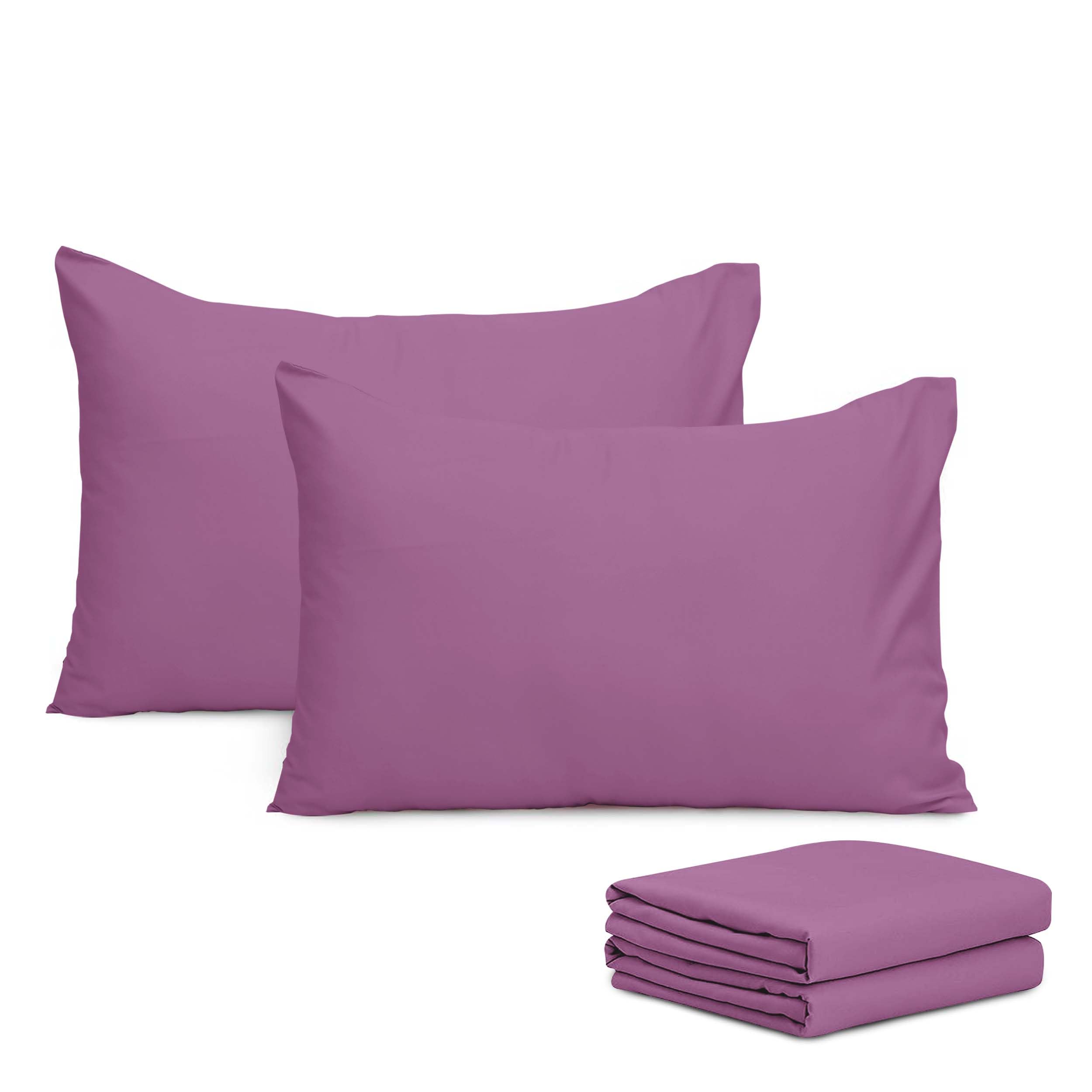 Imperial Rooms Pillow Cases 4 Pack Super Soft Easy Care Fade Resistant Hypoallergenic Brushed Microfibre Pillow Covers (Purple, Pillowcases 4 Pcs)