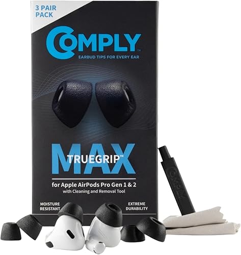 Miniatura 1 de Comply TrueGrip MAX  Puntas de repuesto de espuma viscoelástica prémium para Apple AirPods Pro 1 y 2  Comodidad de larga duración, durabilidad