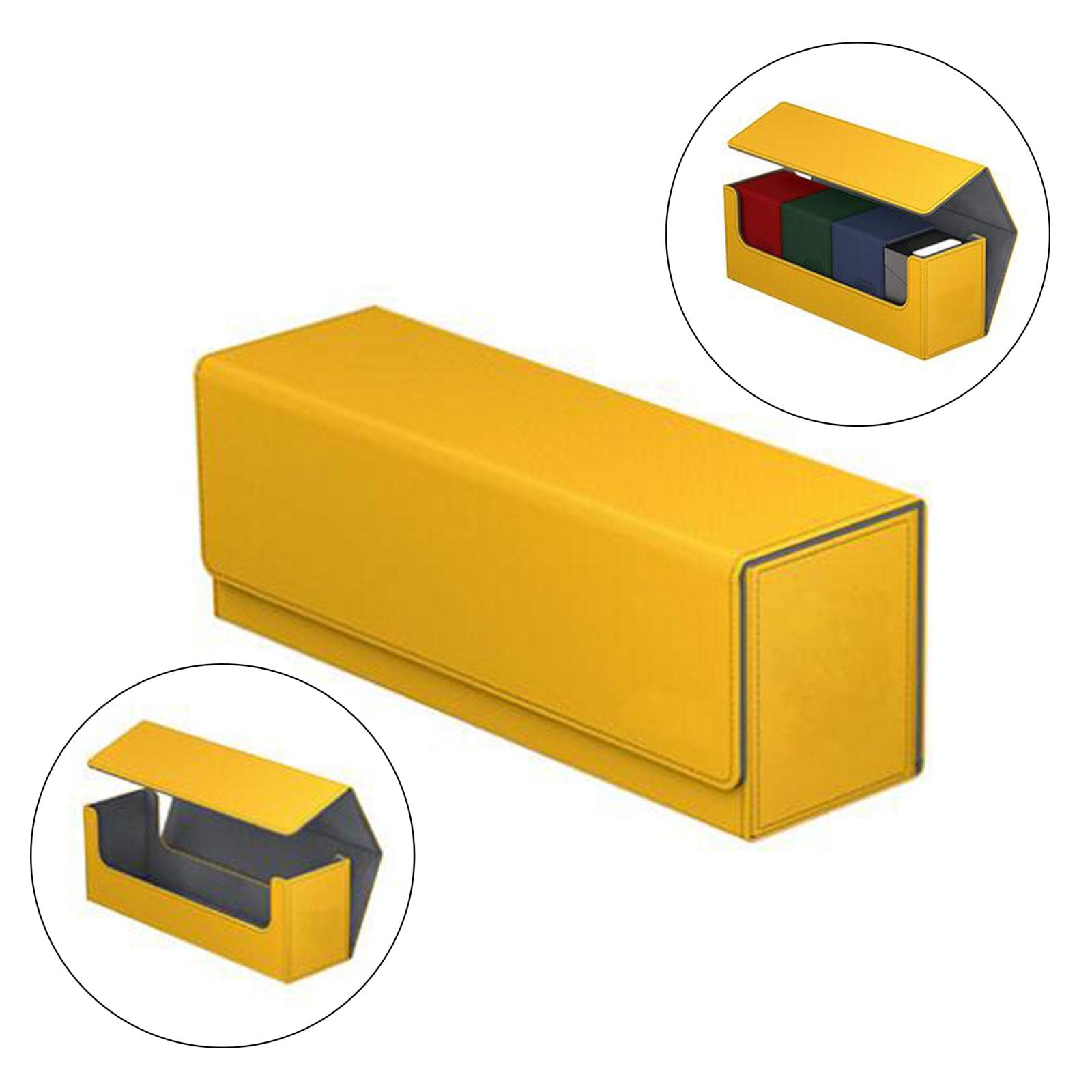 2 zestaw dużych etui na karty do gier standardowy rozmiar na 400+ kart z rękawami żółty
