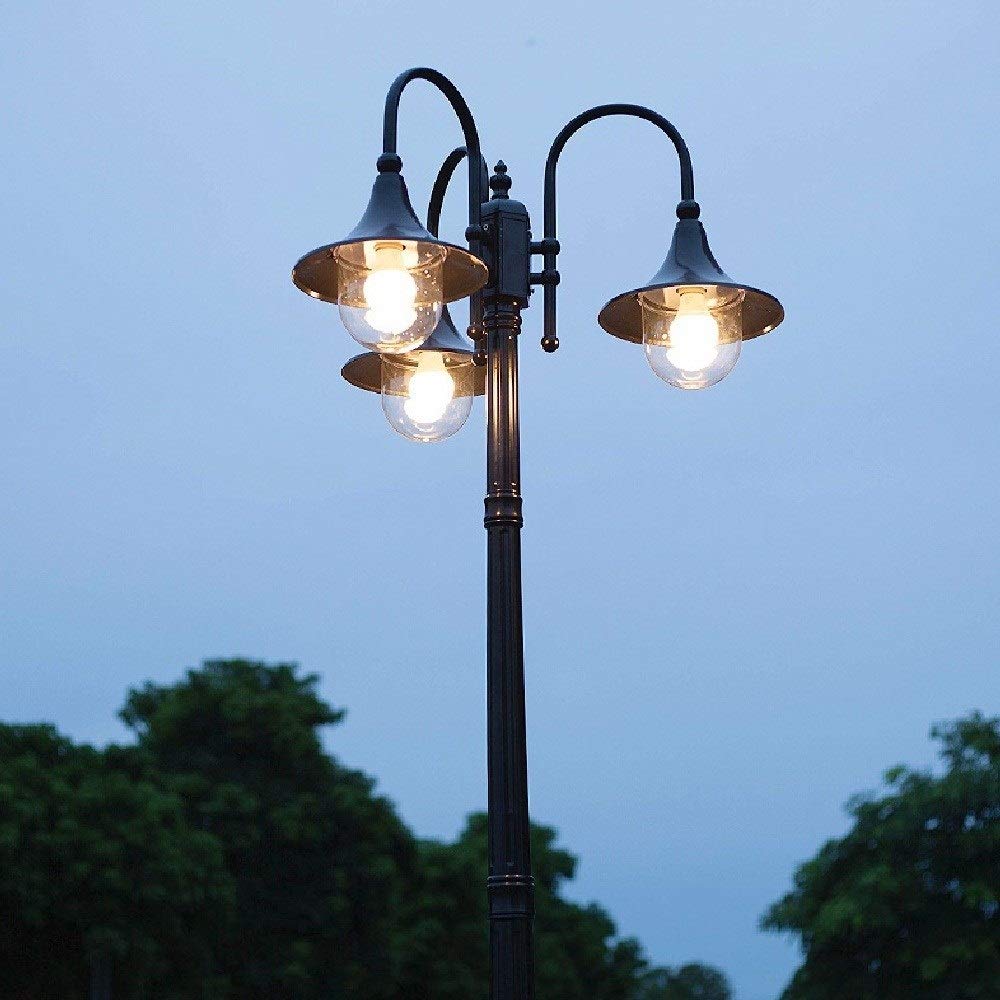 Lampadaire rétro de Style européen, étanche IP55, pour pelouse, Jardin, éclairage paysager, Lanterne sur mât en Aluminium, 3 têtes E27, Lampe décorative.,