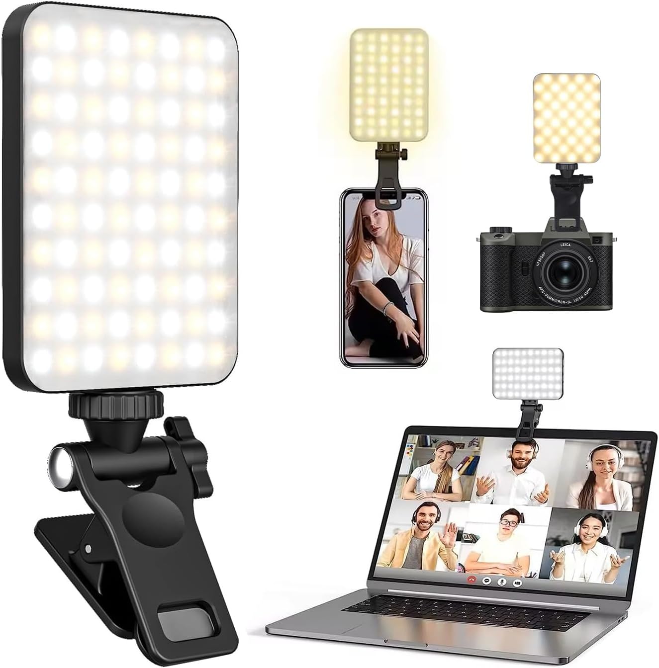 80 LED Video Light,Lumière Caméra,Eclairage Video Rechargeable 2000mAh ...