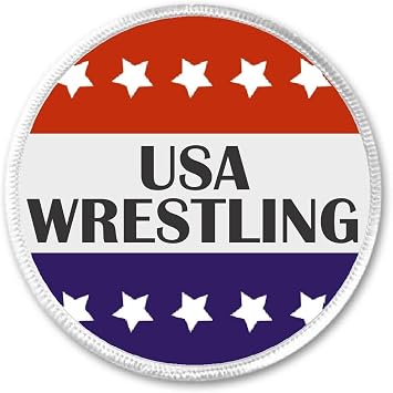 Wrestling Red White Blue Stars 3" Sew On Patch - Wrestler