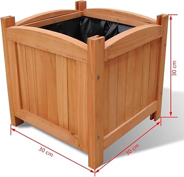 Tidyard Wooden , Set of 2 Square Natural Pine Wood 11.8 x 11.8 in for Garden Patio Balcony Indoor Outdoor Plants