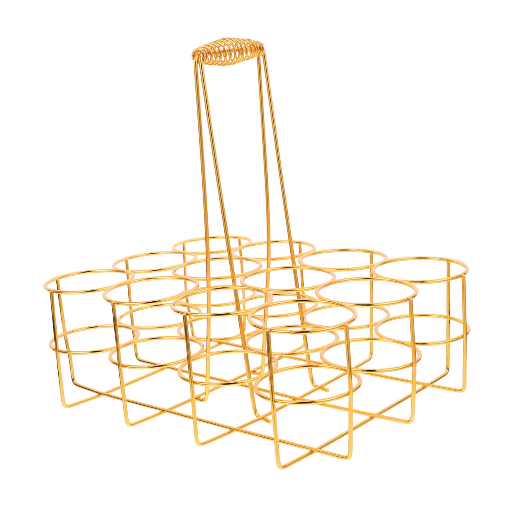 LABRIMP Tragbarer Bierflaschenhalter mit Praktischem Design und Goldenem Finish aus Eisen für 12 Flaschen und Bieraufbewahrung für Riegel Ktv