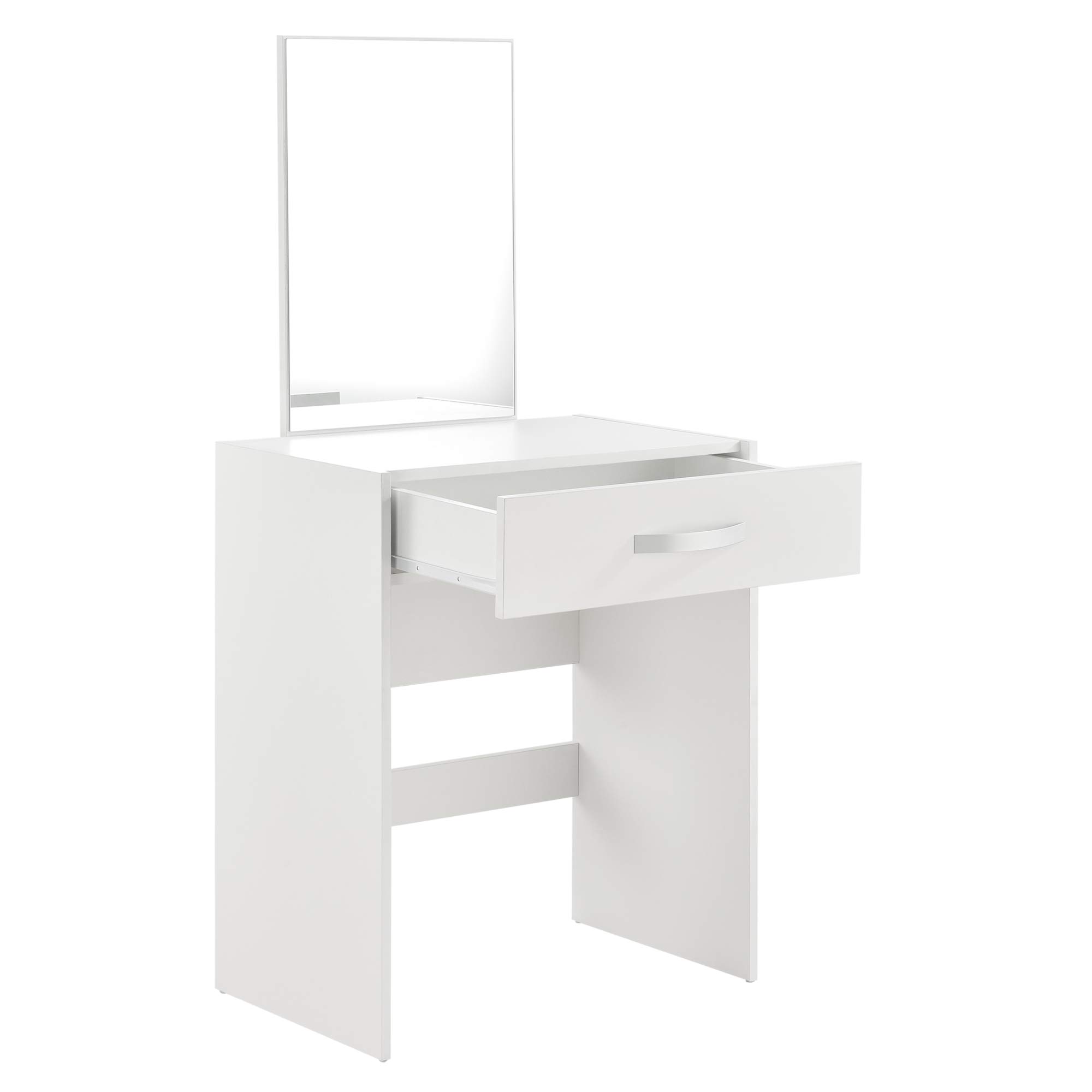 [en.casa] Juego de Tocador Mesa de Maquillaje con Espejo y Taburete 132 x 63 x 39 cm Mesa cosmética con Cajón Silla Peine Blanco