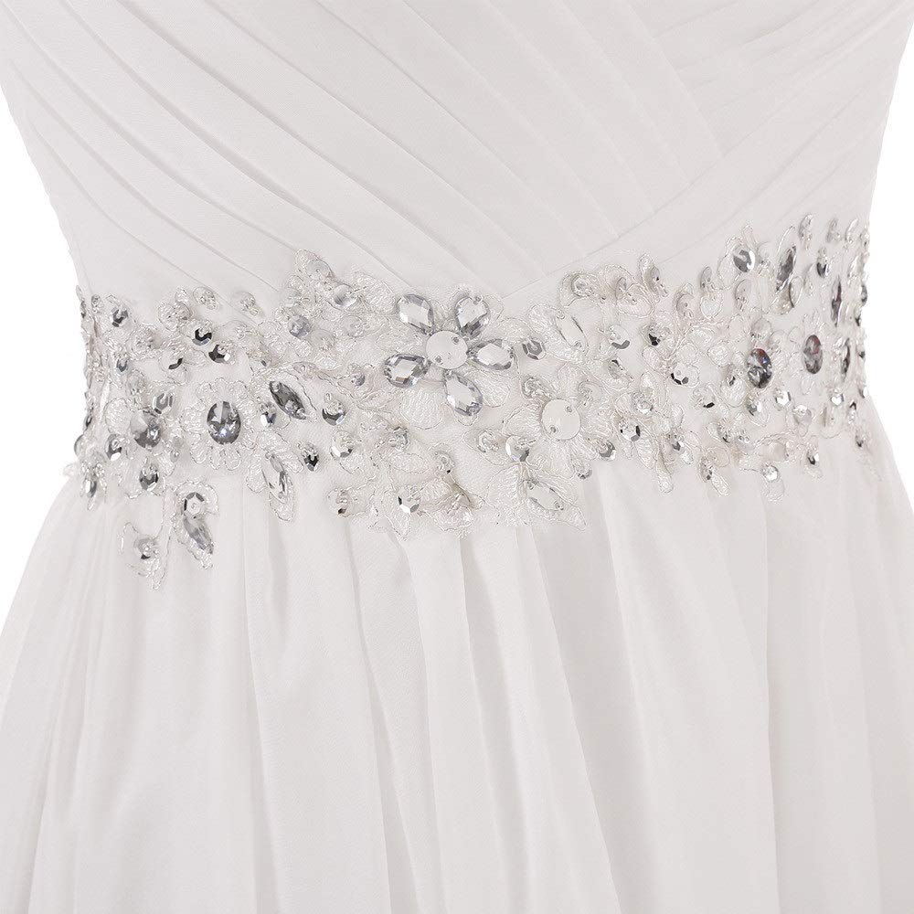 Donne Chiffona Lungo Abito da Sera da Sposa Senza Maniche Open Back Abiti Damigella d'Onore Vintage Lunghezza del Pavimento, Avorio, US6