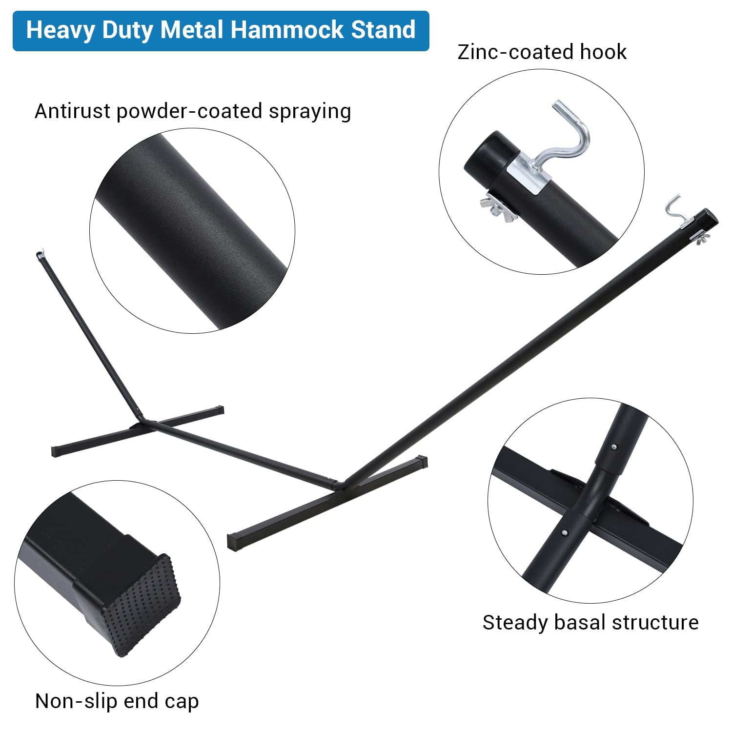 Double Hammock with Stand Included Ohuhu 55x75 Inch 2 Person Hammock