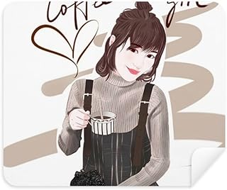 Coffee Girl Figure Art Design Illustration Cleaning Cloth Screen Cleaner 2pcs Suede Fabric