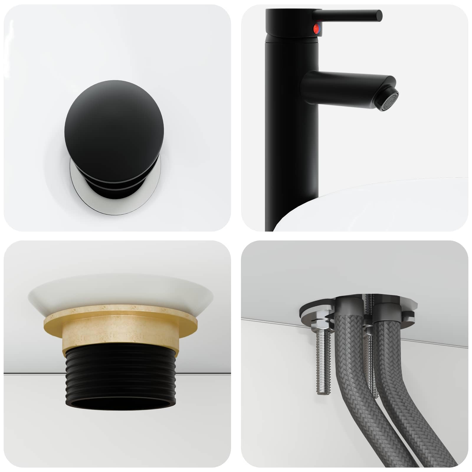 Lavabo da parete bianco in legno 40 x 35 x 39 cm con scarico rapido e accessori di montaggio per bagno ospiti WC e ristrutturazione