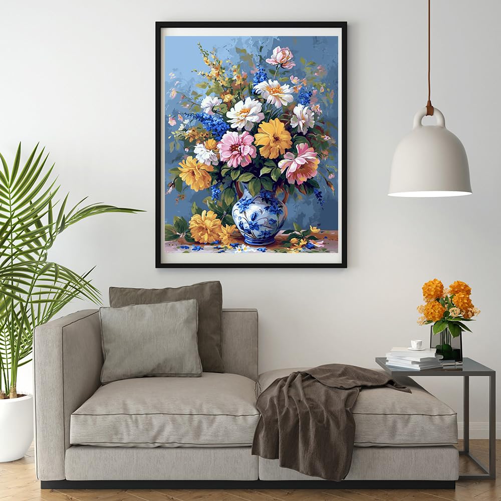 Moohue Kreuzstich-Set Für Anfänger – Blumen-Motiv 30x44 Cm, 14 CT Stoff Mit ägyptischer Baumwolle