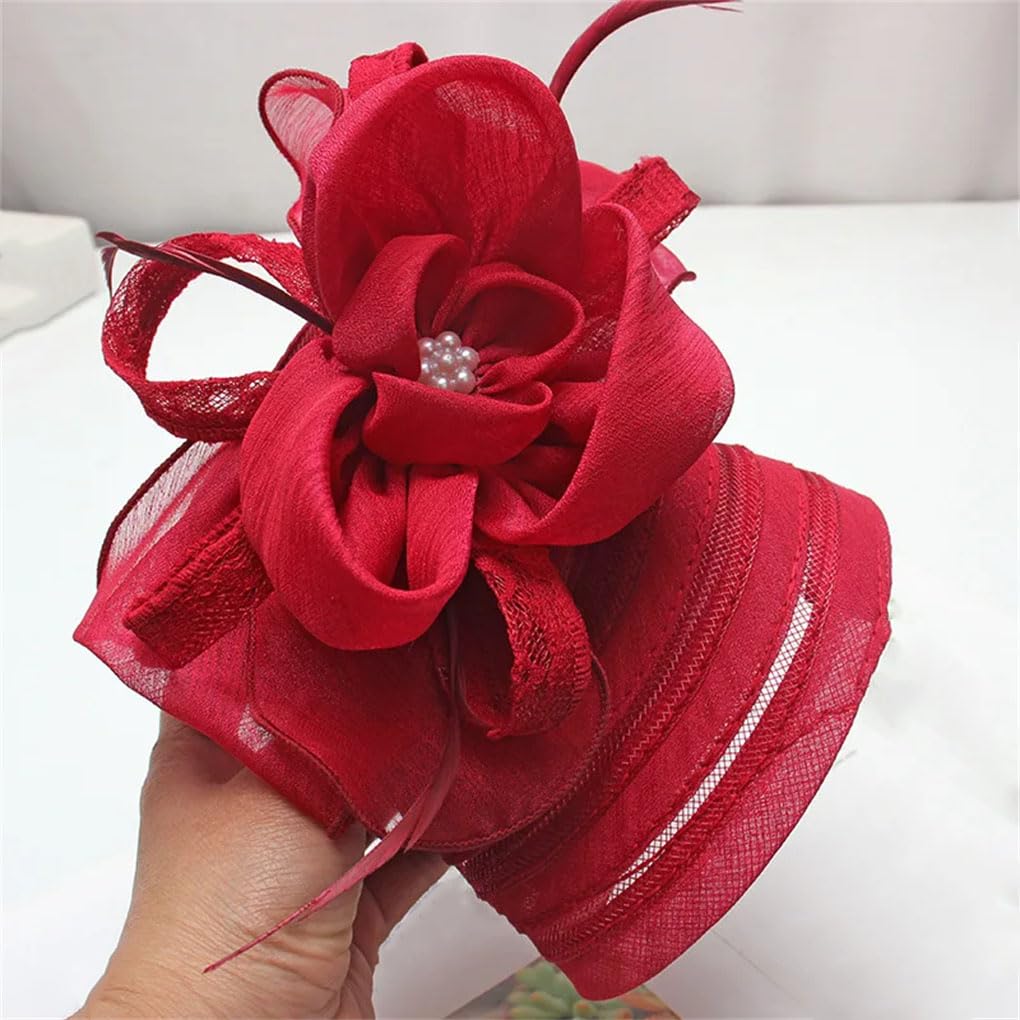 Cappelli da donna a tesa larga con grande fiore Fedora cappello elegante da donna per feste di nozze