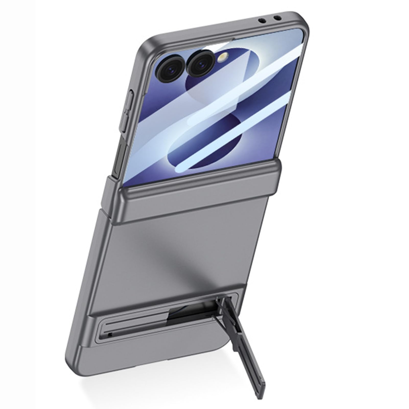LUOTANL Multifunctional Case for Samsung Galaxy Z Flip 8, Screen Protector Slim Kickstand Frosted Hinge Cover,Grey,Flip 8