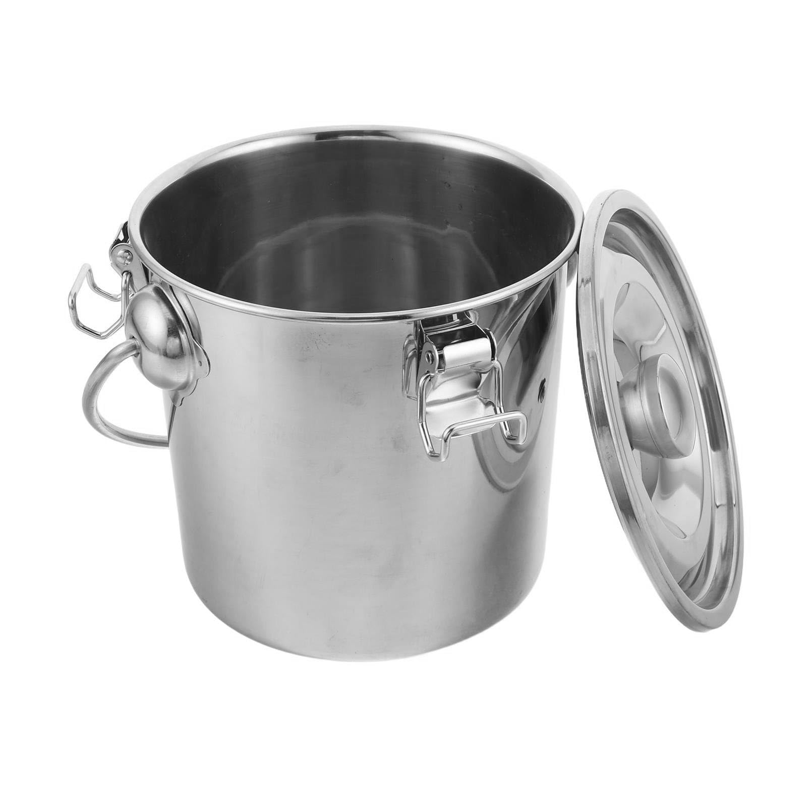 Ciieeo Edelstahl Milcheimer 3l mit Deckel und Griff für Küche und Picknick