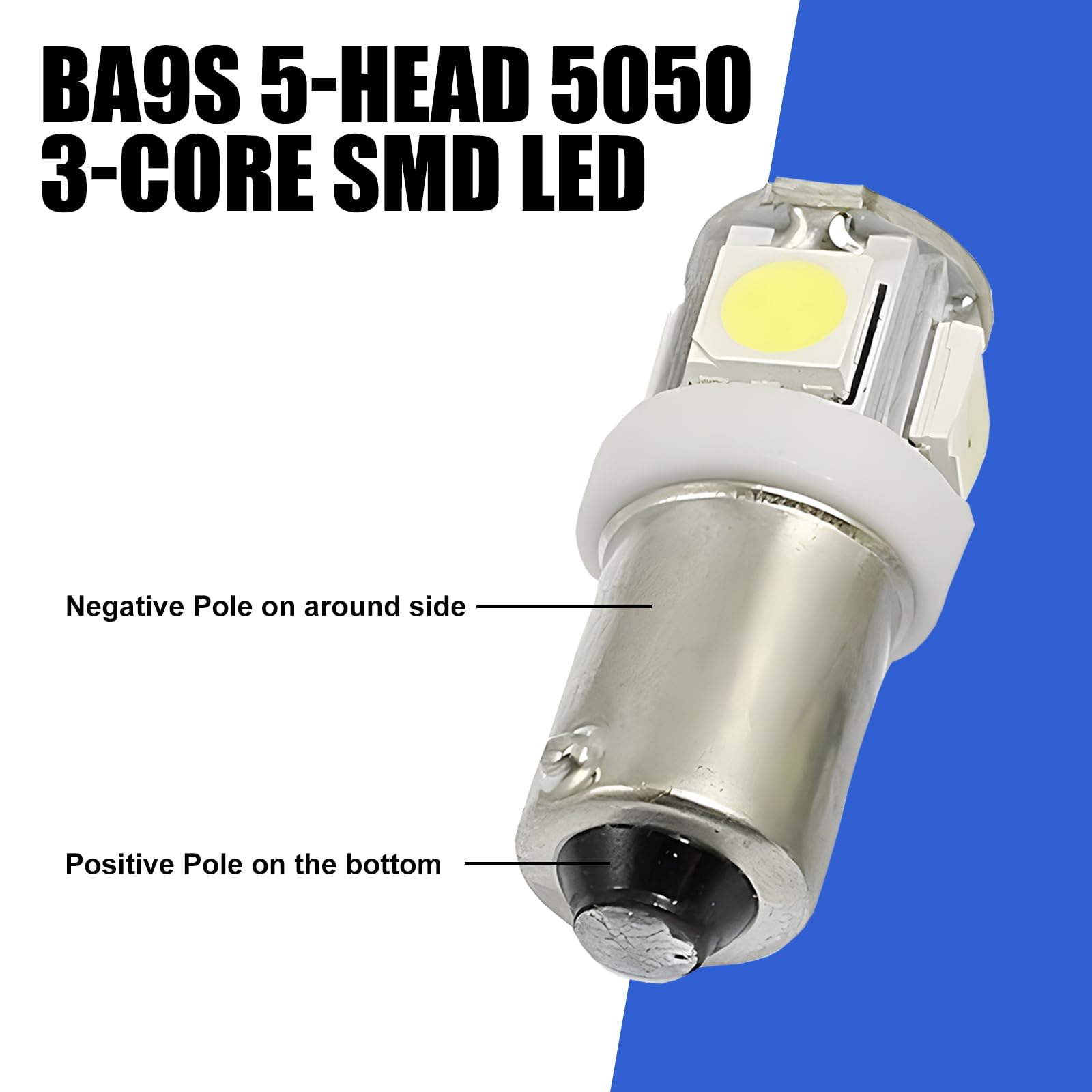 10-Pack BA9S LED Interior Car Lights - White 360-Degree Bulbs For Dome, Map, Trunk & Instrument Panel - View #9