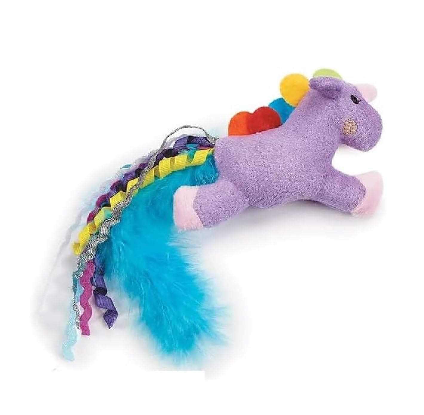 11 Inch Unicorn Teaser Toy for Cats and Kittens Bright Feathers Rainbow Mane Choose Color or Set (Lavendar)