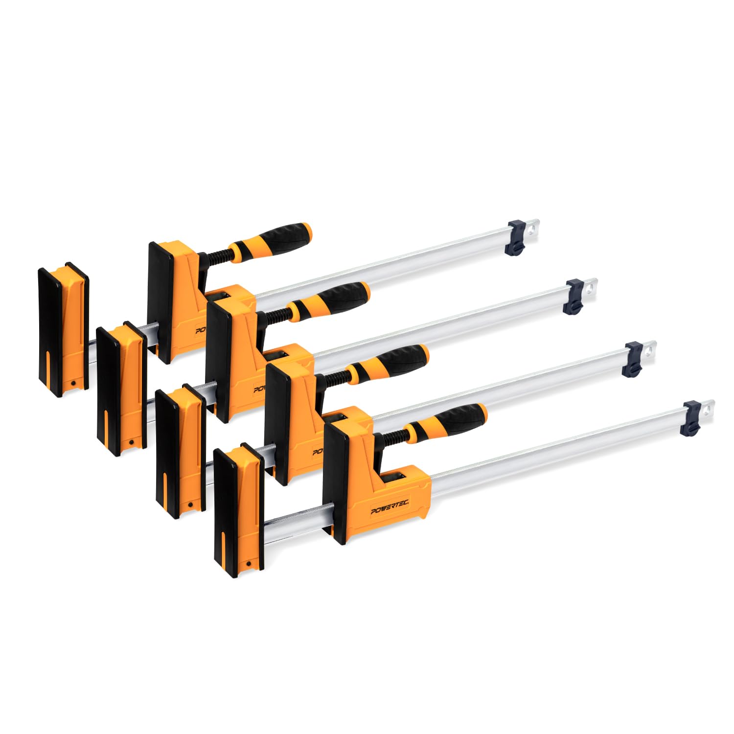 POWERTEC 71368-P2 Woodworking Parallel Clamps 24-Inch | Jaw Bar Clamp Spreader Tool (Pack of 4)