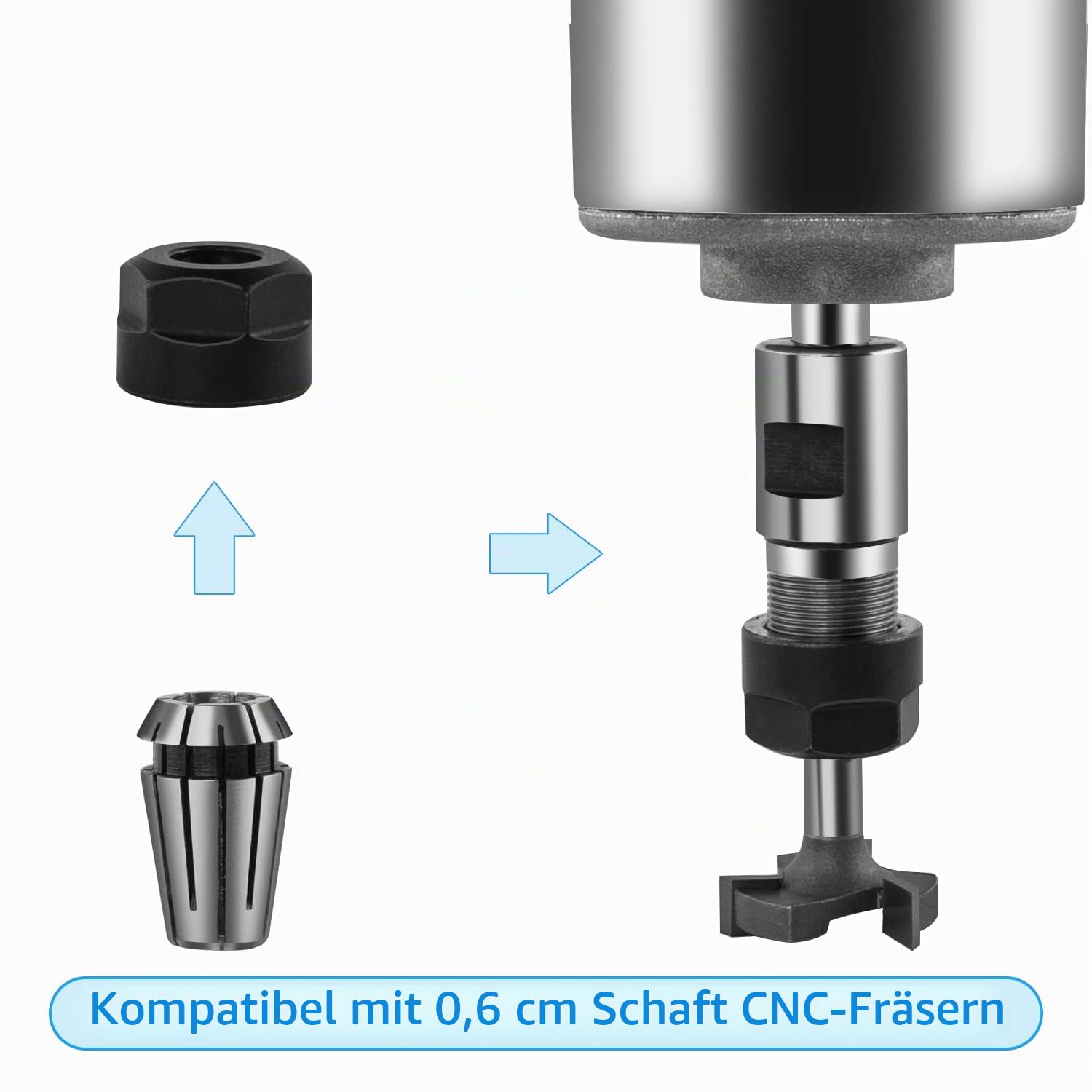 FoxAlien 1/4 Zoll Schaft CNC Fräser Essentials Kit, inklusive 1/4 Zoll ER11 Spannzange, V-Fräser, Schaftfräser, Fasenfräser für Holzbearbeitung, MDF, Harz, Schnitzen und Schilderherstellung