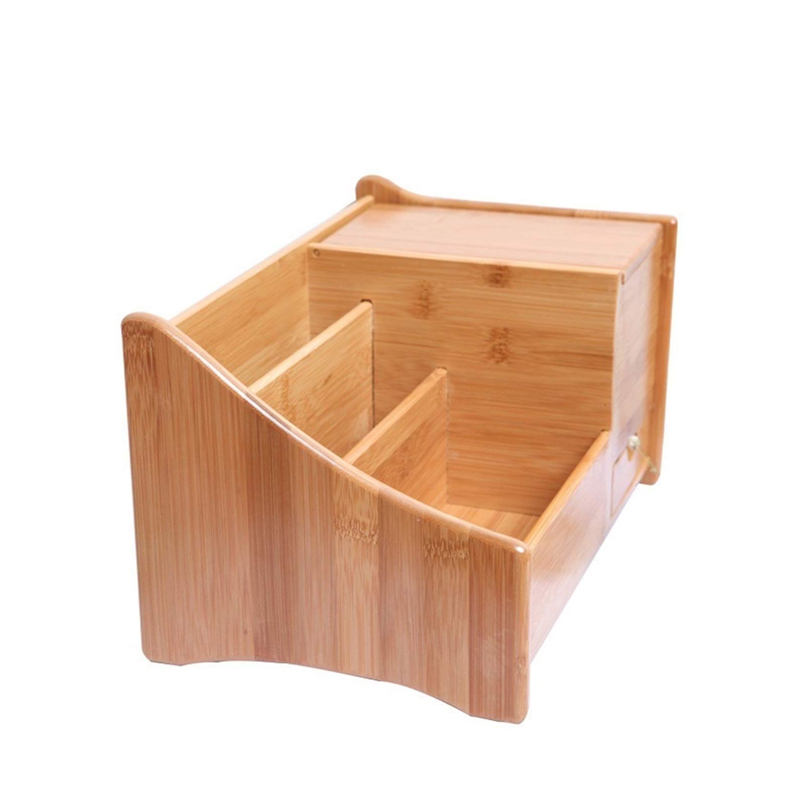 JINSUO Remote Control Storage Box Desktop Storage Box Office Debris Finishing Storage Dox Coffee Table Storage Box (Color : Wood color, Size : M)