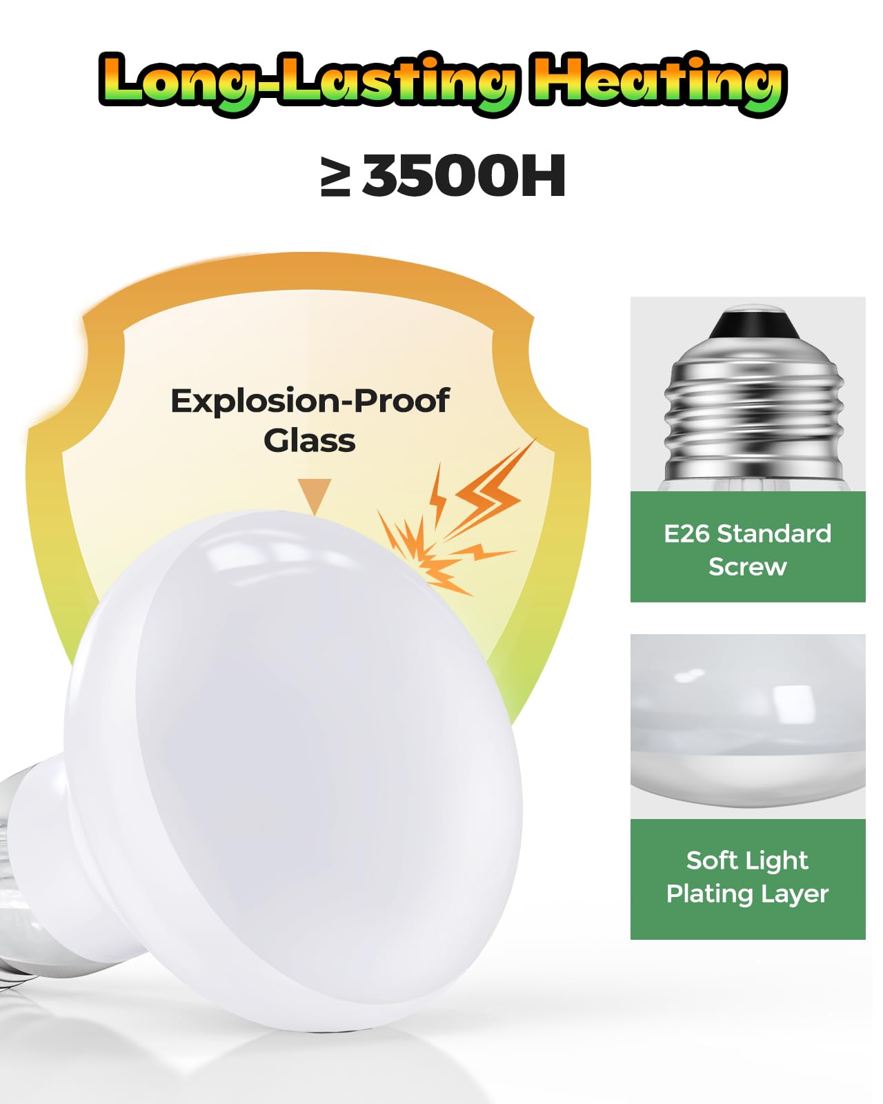 Reptile Heat Lamp 2 Pack, Heat Lamp Bulbs for Reptiles, Amphibians Basking Heat Lamp Bulbs, UVA Daylight Basking Light for Reptiles, Turtle, Bearded Dragon, Lizard Heating - 4