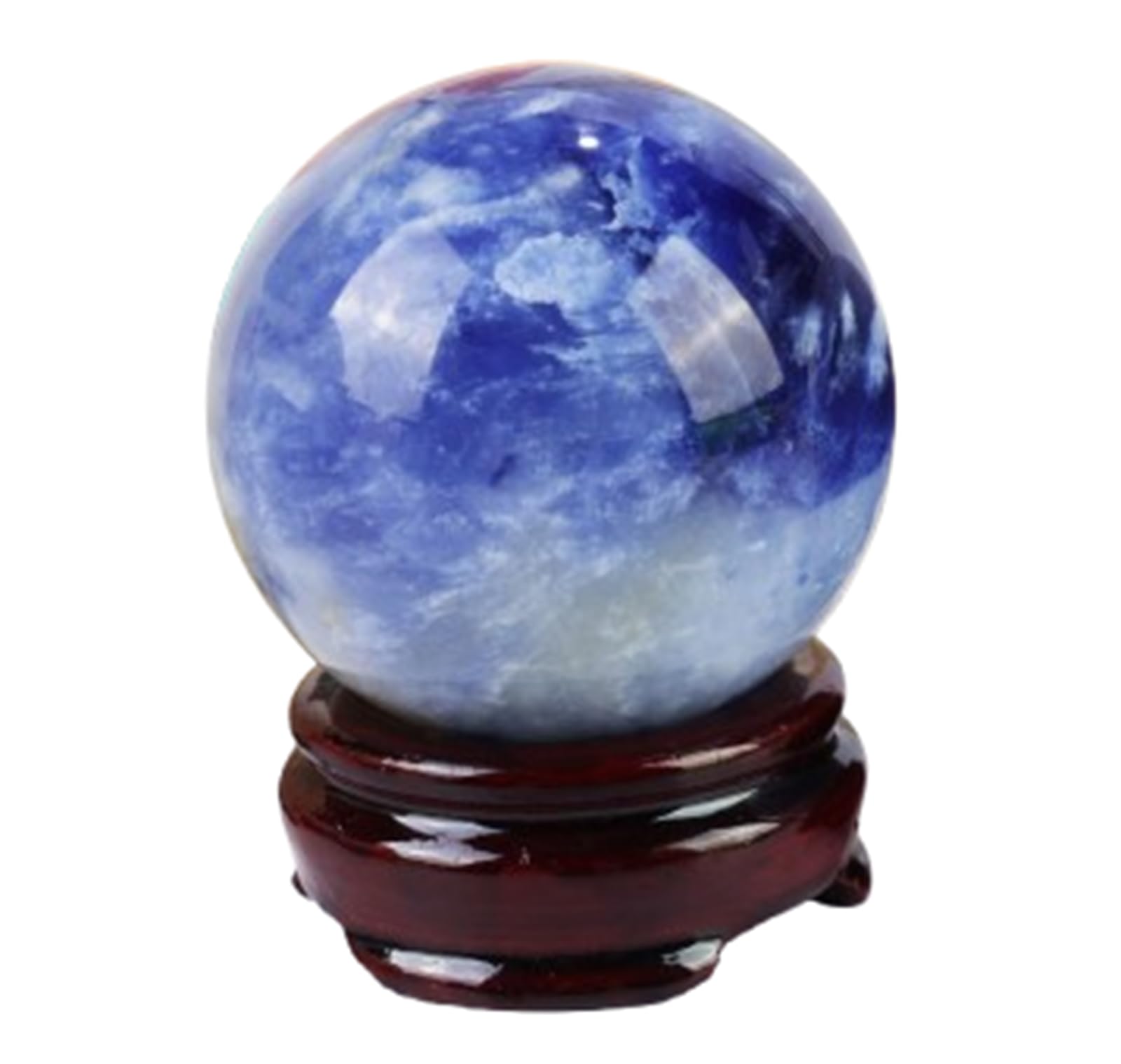 AUOQKQUT Blue and White Crystal Ball Ornaments Agate Raw Stone Feng Shui Sphere Round Luck Desk Decor Gift,60~65mm