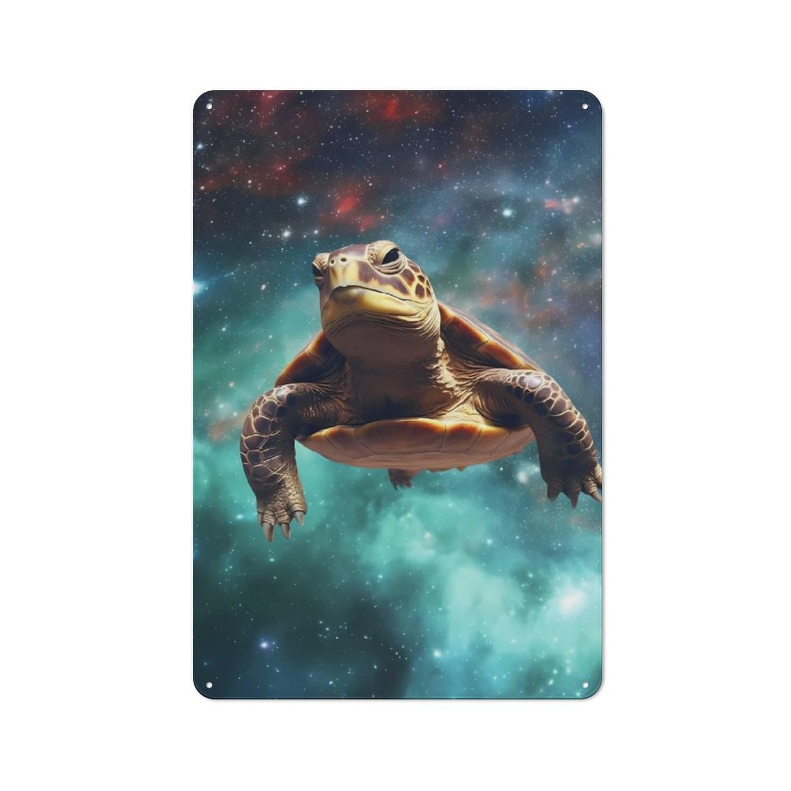 Tin Wall Plaque 30x20cm with Turtle Galaxy for Guest Room Or Hallway, for Hallway Wall Decor Fans